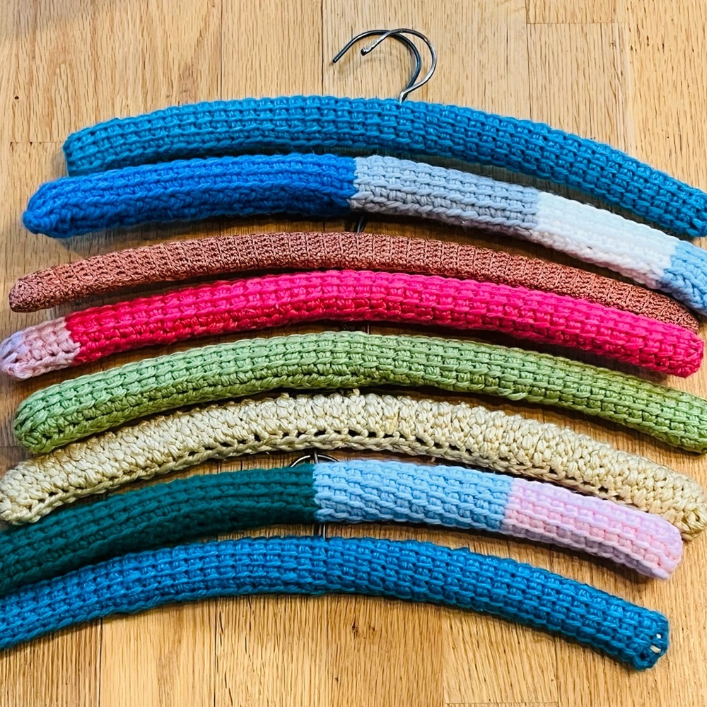Vintage Crocheted Colorful Adult  Hanger Lot